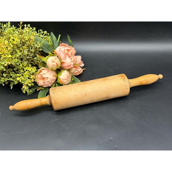 Antique Wood Rolling Pin Primitive Kitchen Utensil Gift Country Chic Decor - Picture 1 of 4